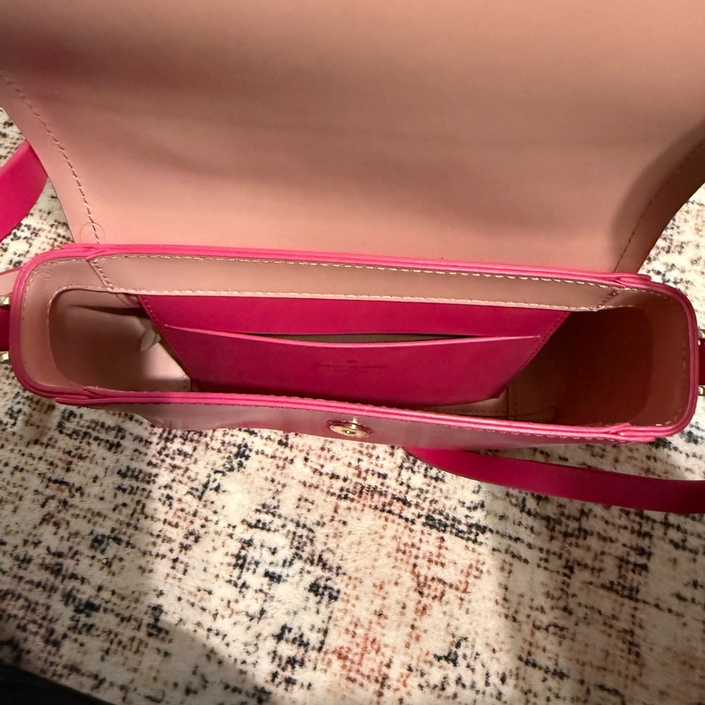 kate spade Hot Pink Leather Crossbody Bag with Gold Plaque - Picture 3 of 3